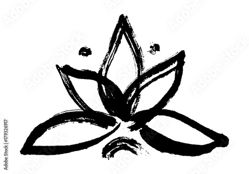 Lotus symbol. Handmade vector ink painting.