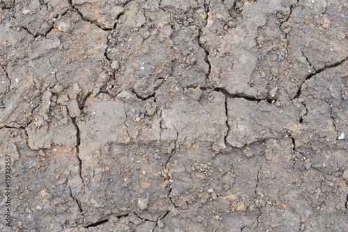 Nature background - high angle full frame view of dry cracked soil
