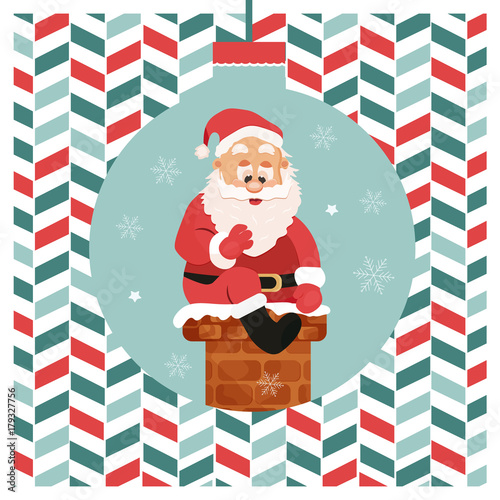 Holiday background with Santa going down to chimney © danceyourlife