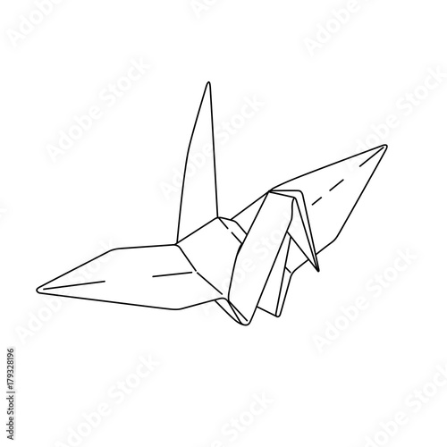 minimalist tattoo boho origami paper duck line art icon over white  background Stock Vector