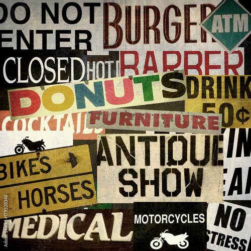 vintage aged and worn street sign collection