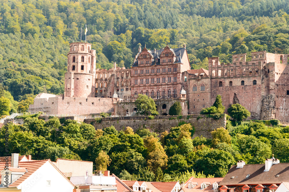 Ruins of famous castle in Heidelberg, Germany