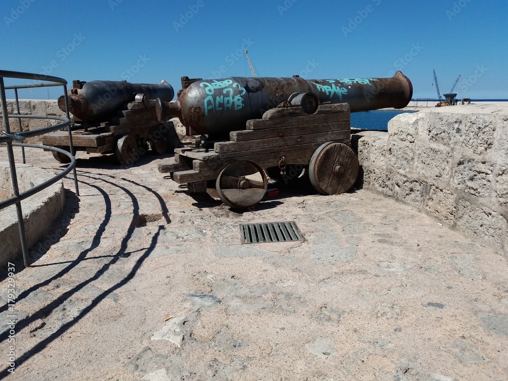 Cannoni sul Bastione Santa Maria a Monopoli, sud Italia