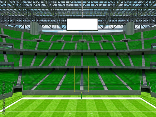 Modern American football Stadium with green seats