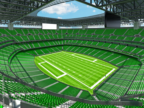 Modern American football Stadium with green seats