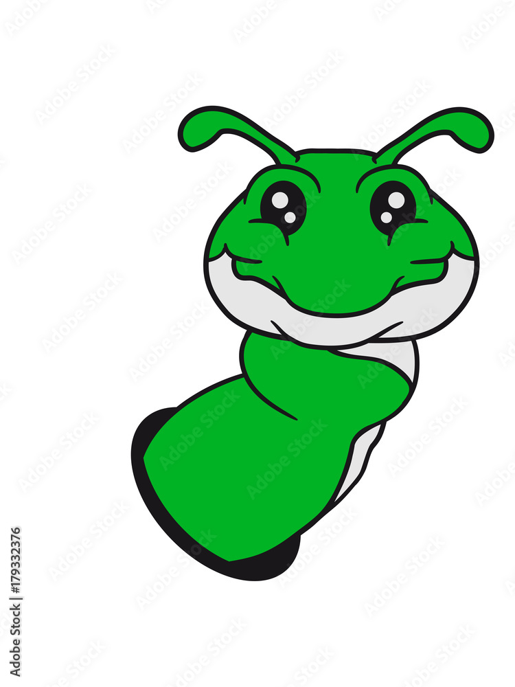 Obraz premium lecker essen loch schnecke kriechen raupe schlange süß niedlich comic cartoon