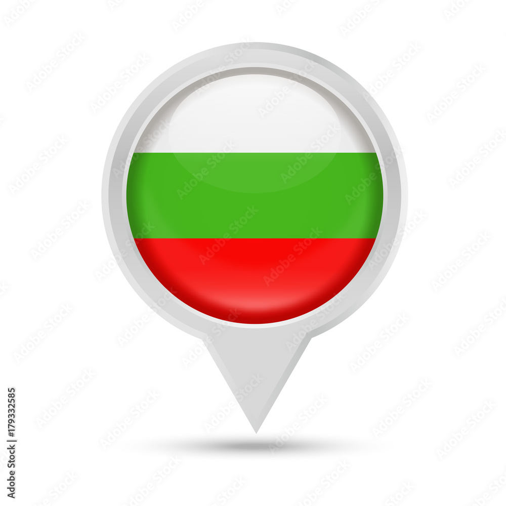Bulgaria Flag Round Pin Vector Icon Bulgaria Flag Round Pin Vector Icon