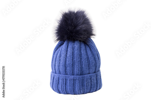 Knitted hat for children isolated 