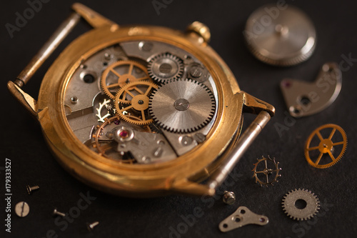 Watch. Repair old watches. Partial focus