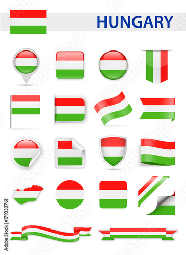 Hungary Flag Vector Set