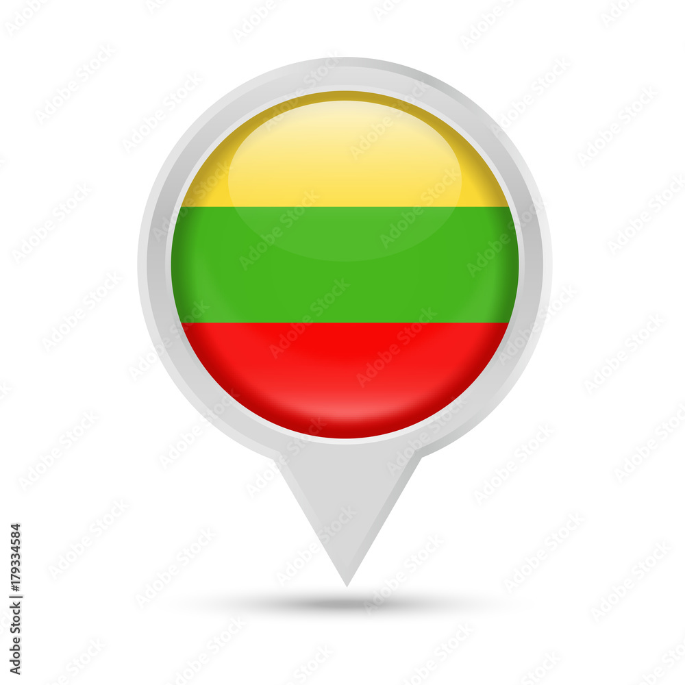 Lithuania Flag Round Pin Vector Icon Lithuania Flag Round Pin Vector Icon