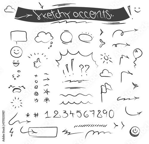Creative sketchy accents and symbols vector set photo