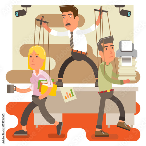 Control freak male boss at work office controlling employees