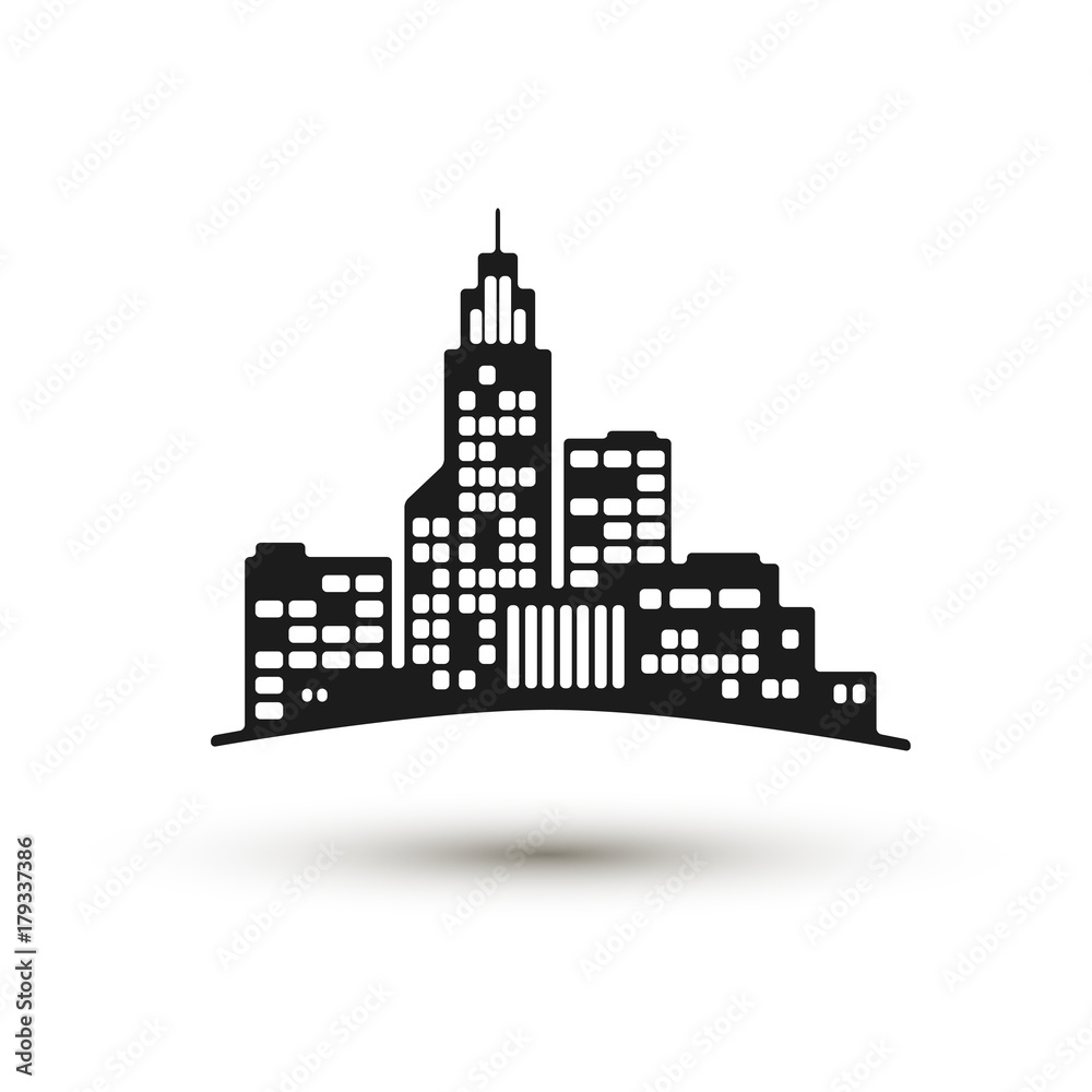 City symbol. Vector flat icon. Black and white