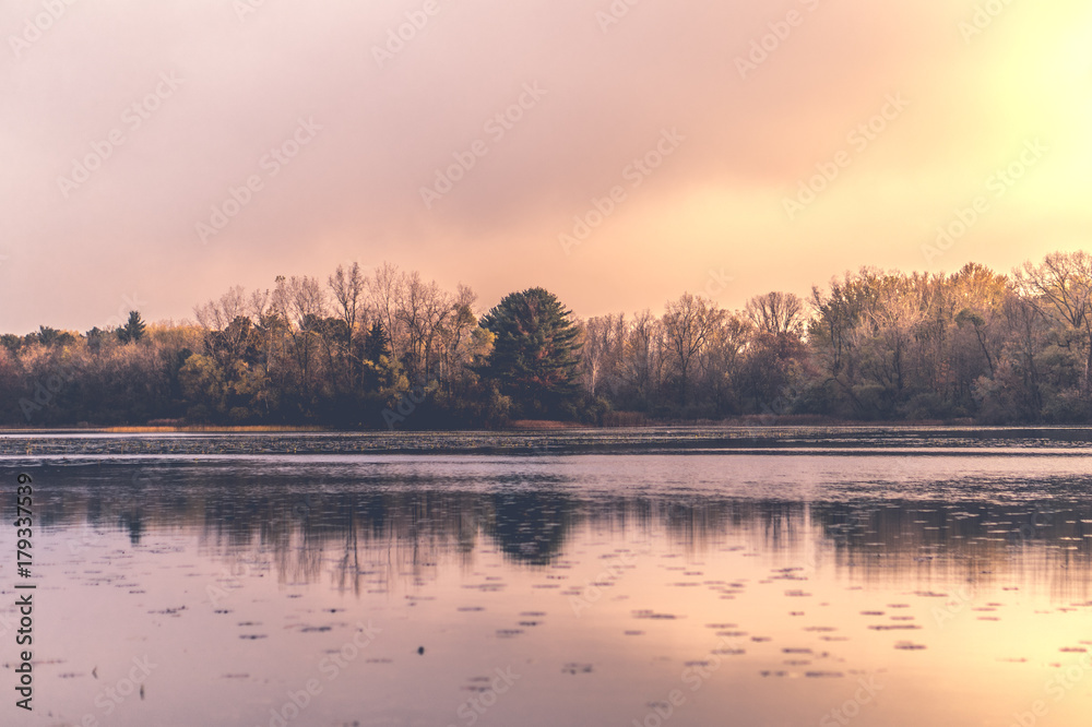 A sunrise on a lake