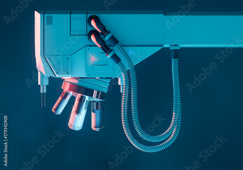 Photography Optical electron scanning microscope concept art, 3D illustration
