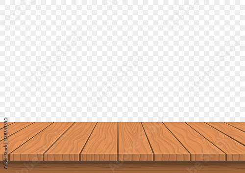 wooden board top on transparent background