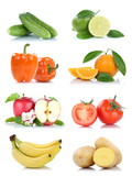 Früchte Obst und Gemüse Apfel Orange Bananen Farben Sammlung Freisteller freigestellt isoliert
