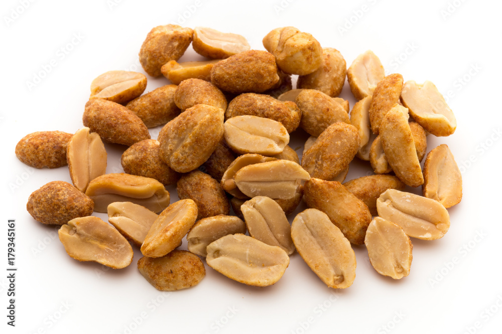 Peeled peanuts on the isolated background. Peeled peanuts on the isolated background.