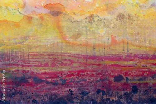 Obraz Tekstury farby fioletowy i pomarańczowy kolor wody.