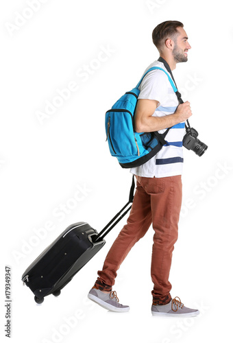 Attractive male tourist on ...
