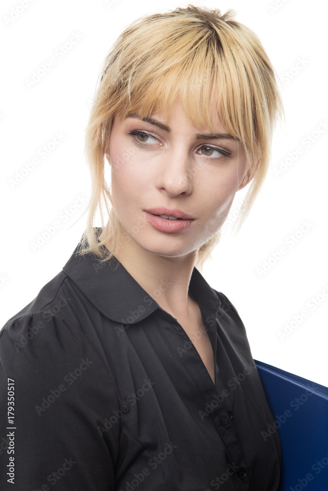 business woman holding folder