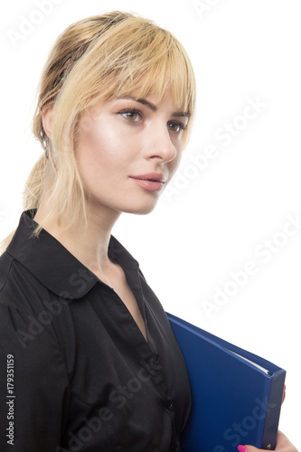 business woman holding folder