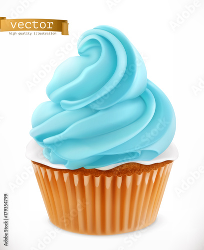 Cupcake 3d realistic vector icon