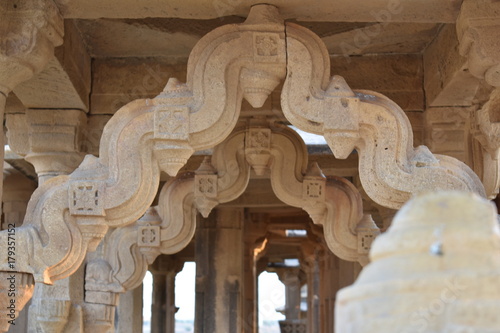 beautiful ancient cenotaphs of rawal kings in bada baagh jaisalmer rajasthan india photo