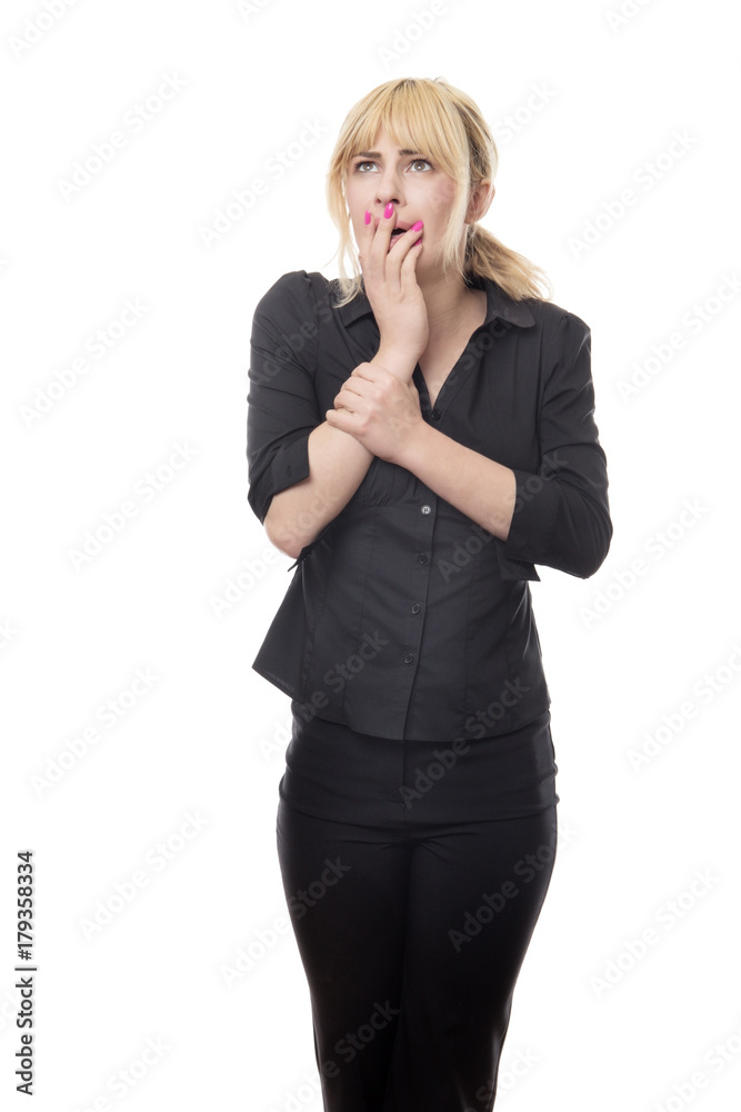 woman looking around scared woman looking around scared
