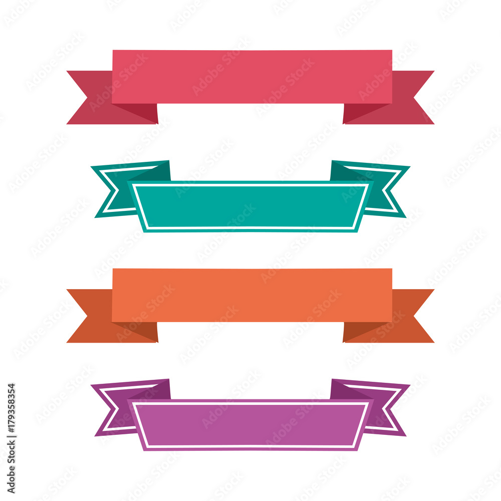 Colorful ribbon icons. Ribbons banners. Vector illustration