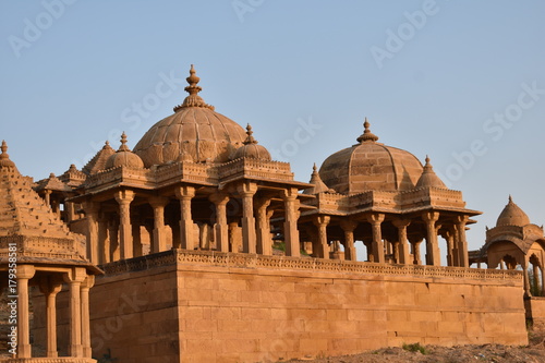 beautiful ancient cenotaphs of rawal kings in bada baag jaisalmer rajasthan india