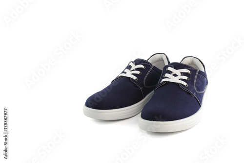 sneakers blue shoes isolated on white background with Clipping Path