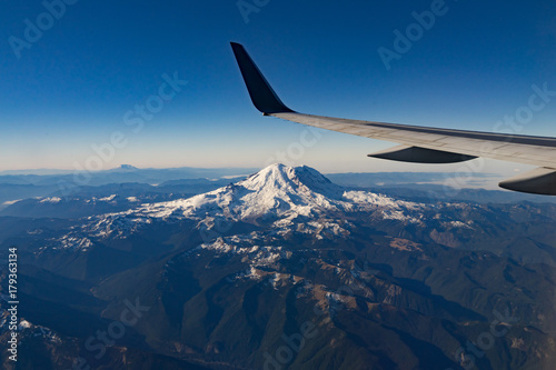 Mt Rainier Out the Plane Window