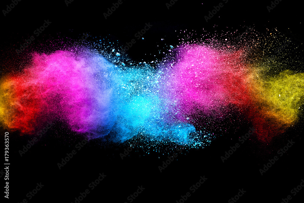 Fototapeta Splash of colorful powder over black background.