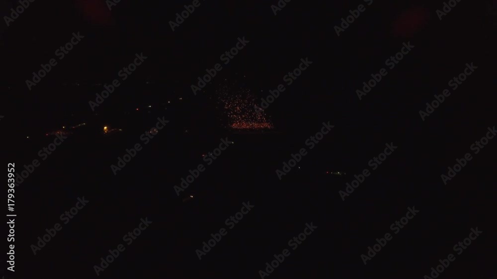 aerial light fest lanterns take to sky approaching from wide 4k