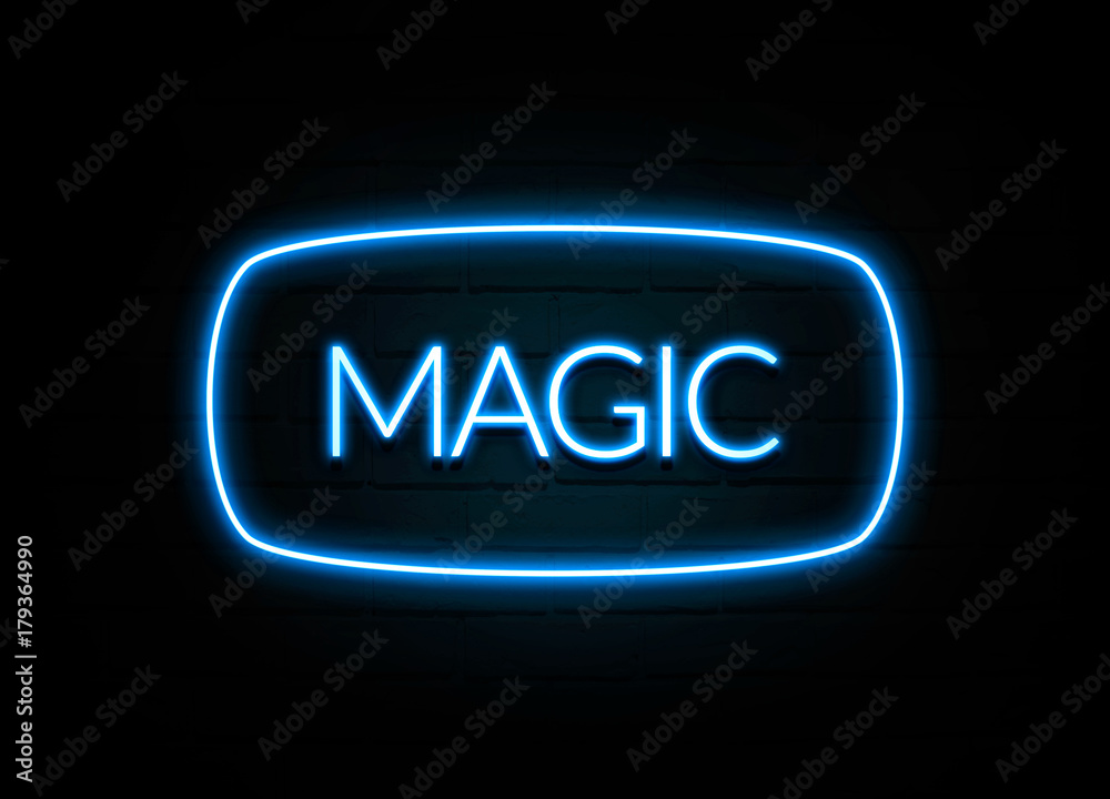 Magic - colorful Neon Sign on brickwall Magic - colorful Neon Sign on brickwall