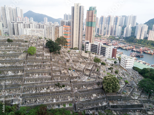 Aerial view of chinese cemetery