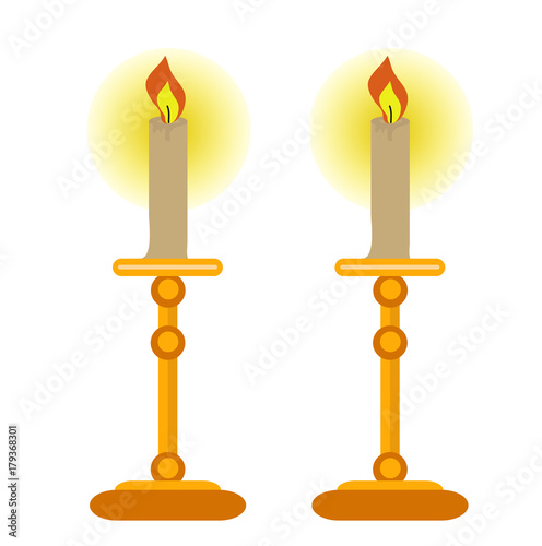 Candles icon, flat style. Isolated on white background. Vector illustration