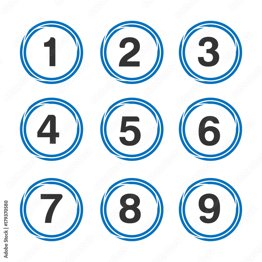 Number set button, 1-9 numbers Stock Vector | Adobe Stock