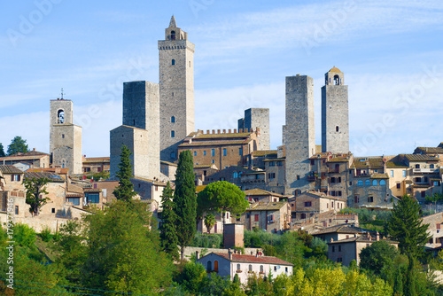 Medieval towers of San Gimignano on a sunny September day. Tuscany  Italy