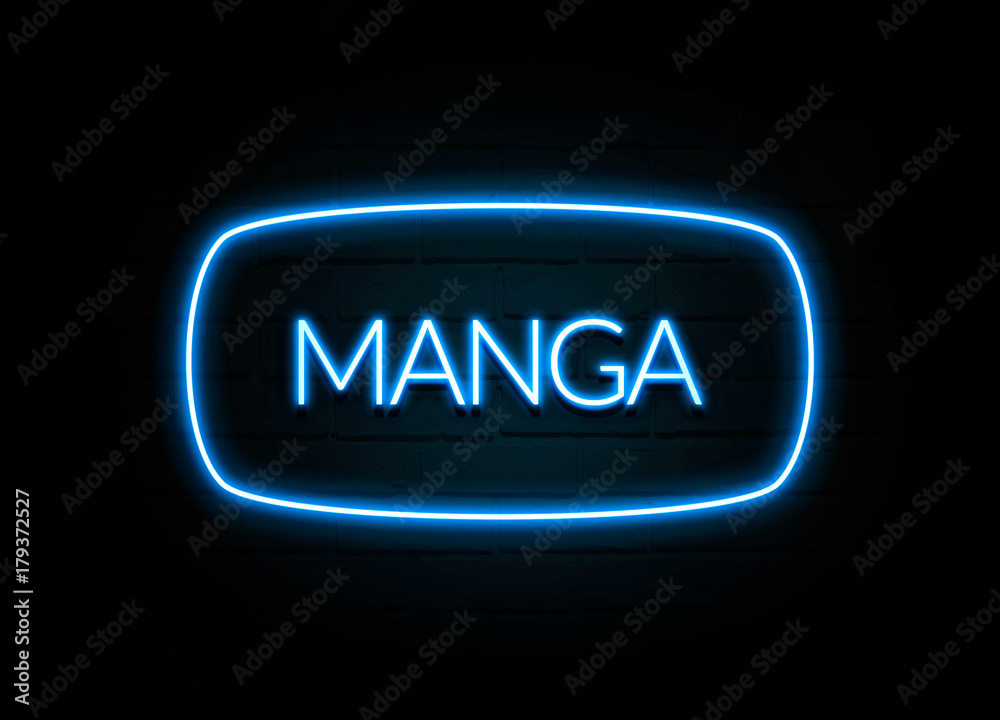 Manga  - colorful Neon Sign on brickwall