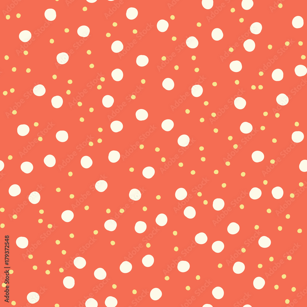 Baby Fun Hand Drawn Dots Asymmetrical Seamless Pattern, Dotted Swiss