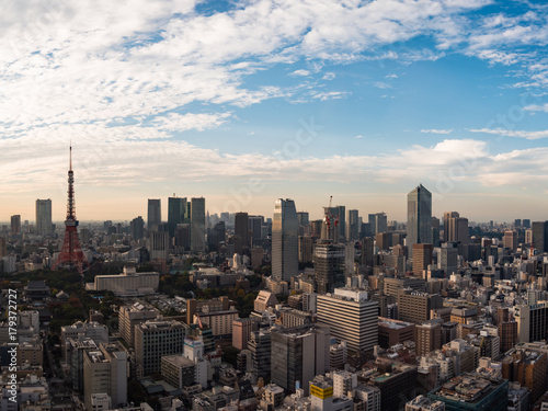 Cityscape from Shimbashi to Toranomon in Tokyo, Japan. Shimbashi and Toranomon is located in Minato-ku, Tokyo photo