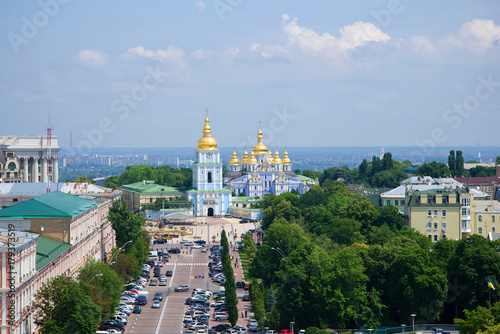 View of the St. Michael's Golden-Domed Monastery on a sunny June day. Kiev