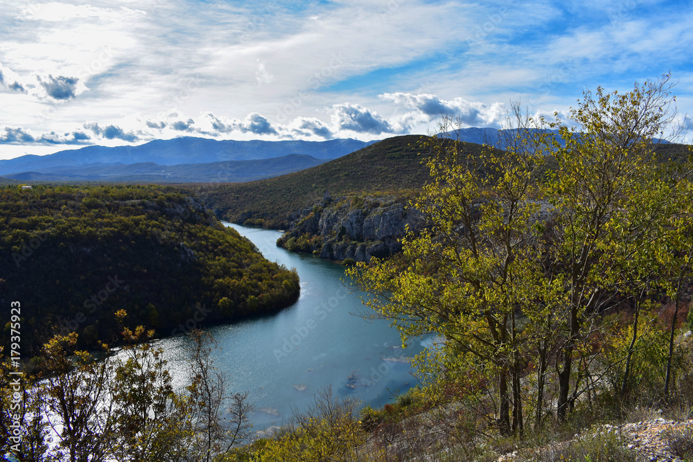 Beautiful panoramic river view/ Croatian nature park