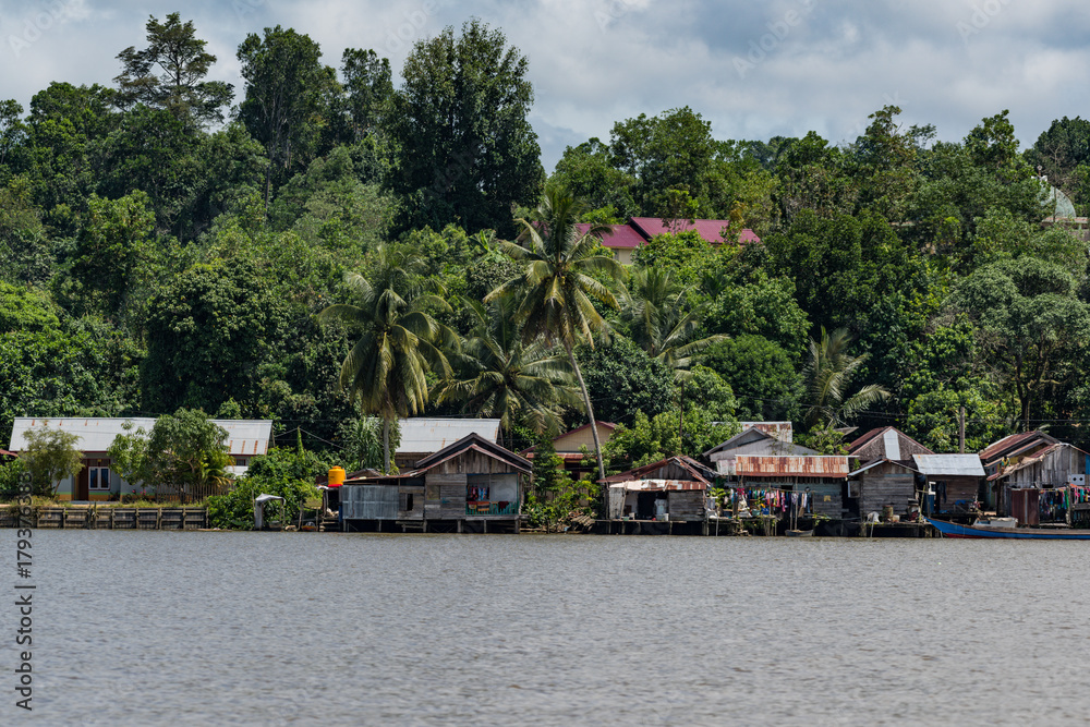 Fisherman house on Berau river, Borneo, Kalimantan, Indonesia