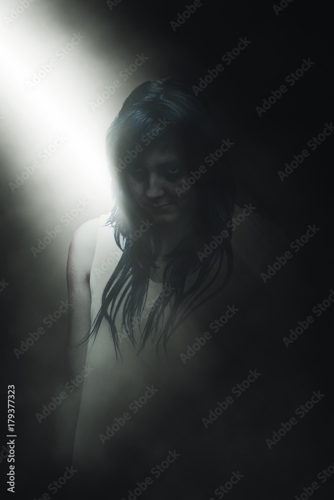 A portrait of a horror Halloween model. A portrait of a horror Halloween model.