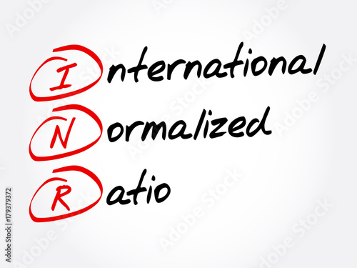 INR - International Normalized Ratio acronym, concept background