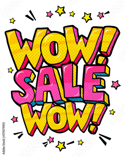 Wow Sale Message in pop art style